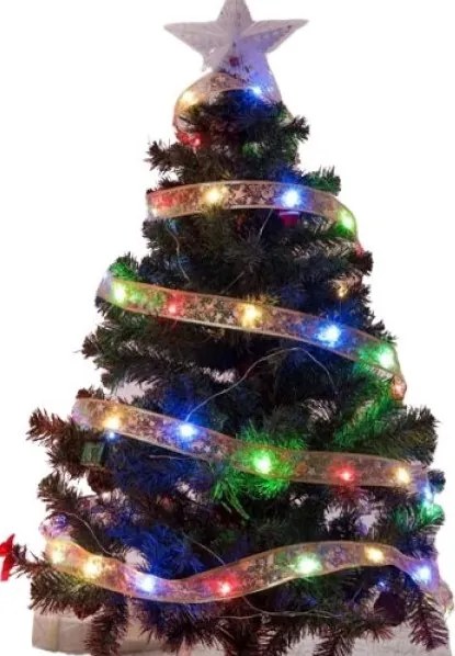 KIK KX5251 Vianočná stuha zlatá 100 LED, 10 m multicolor