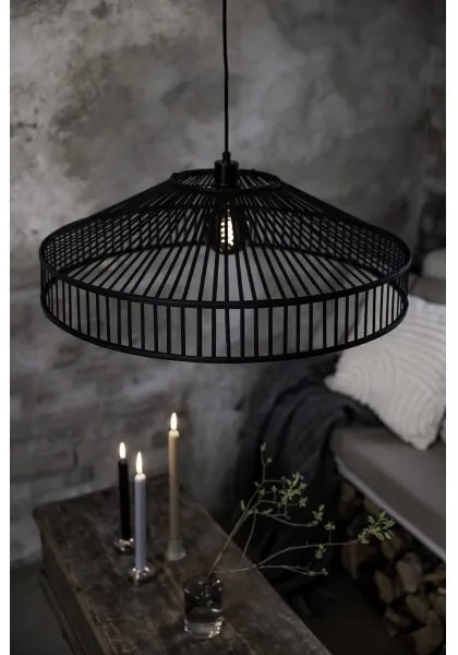 Markslöjd 108782 - Luster na lanku TAPA 1xE27/40W/230V čierna/bambus