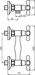 Ferro - Antica, sprchová batéria bez príslušenstva 150 mm, BAI7BR