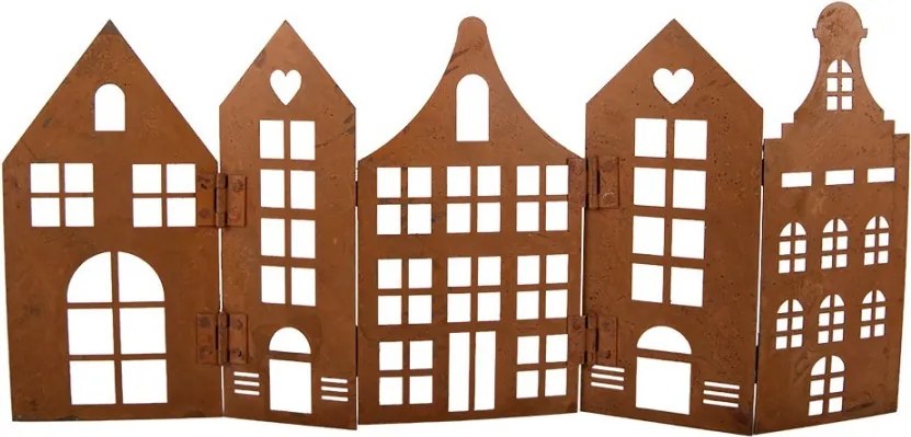 Rustikálna hrdzavá dekorácia domčeka Candle Rust - 45*1*21 cm