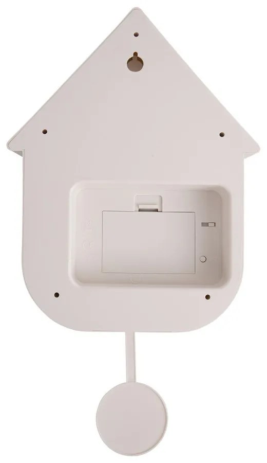 Biele nástenné kyvadlové hodiny Karlsson Modern Cuckoo, 21,5 x 41,5 cm