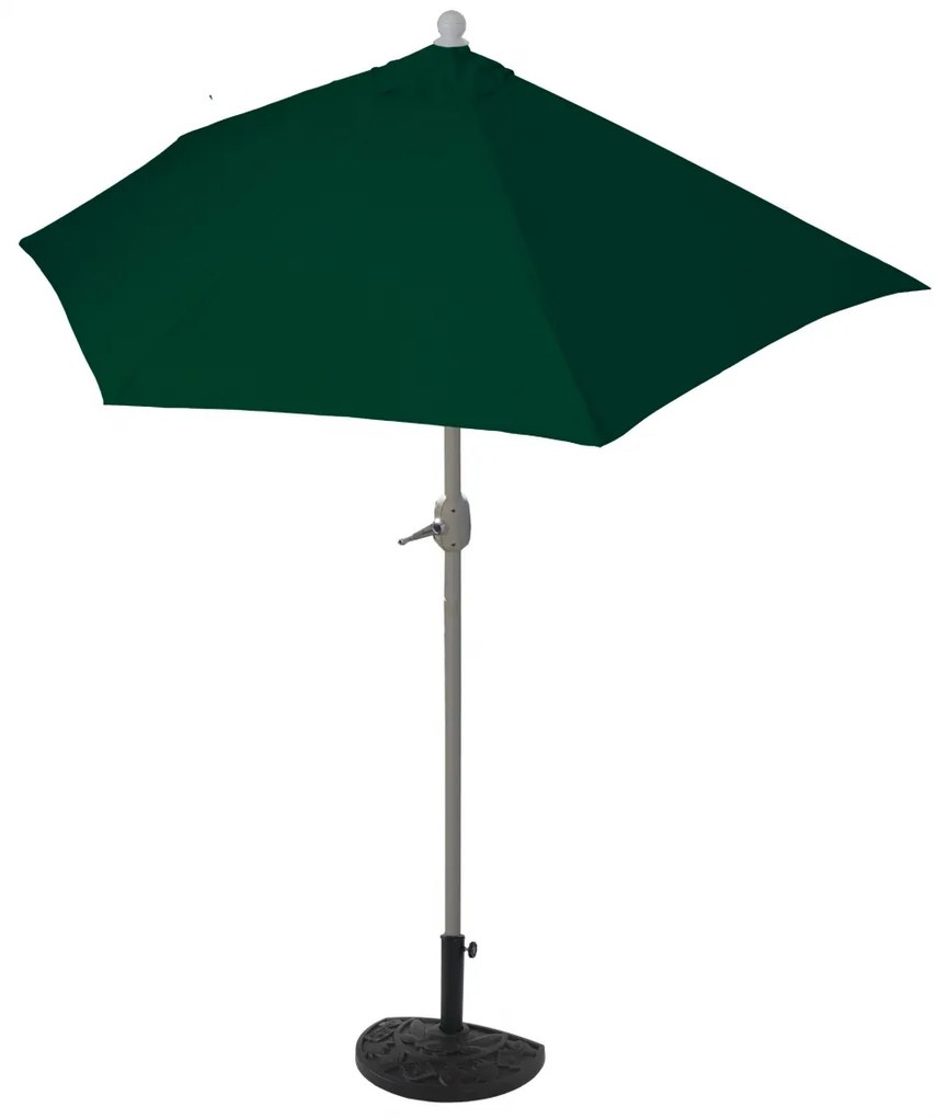 Slnečník polkruh Parla - polyester/hliník - 270cm zelená so stojanom