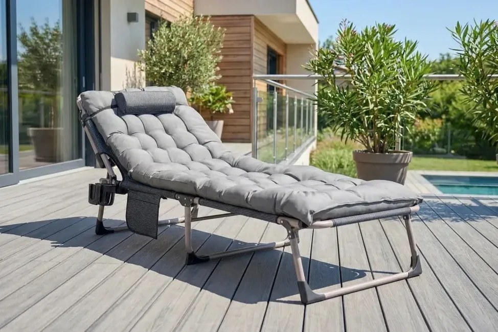 Záhradné lehátko Dreamer Sivé – Extra mäkký relax