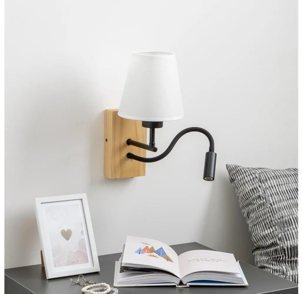 Brilagi - LED Nástenná lampa NUBILA WOOD 1xE27/25W/230V + LED/3W dub/biela
