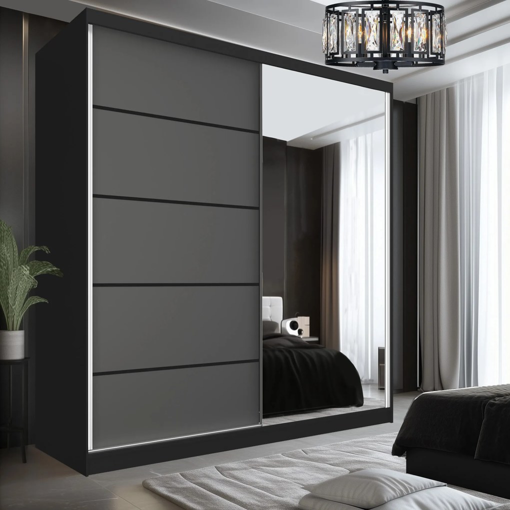 Šatníková skriňa SERENITY 200 cm šedý mat MBP SERENITY SZP5/0/B/SR/0/HIAL