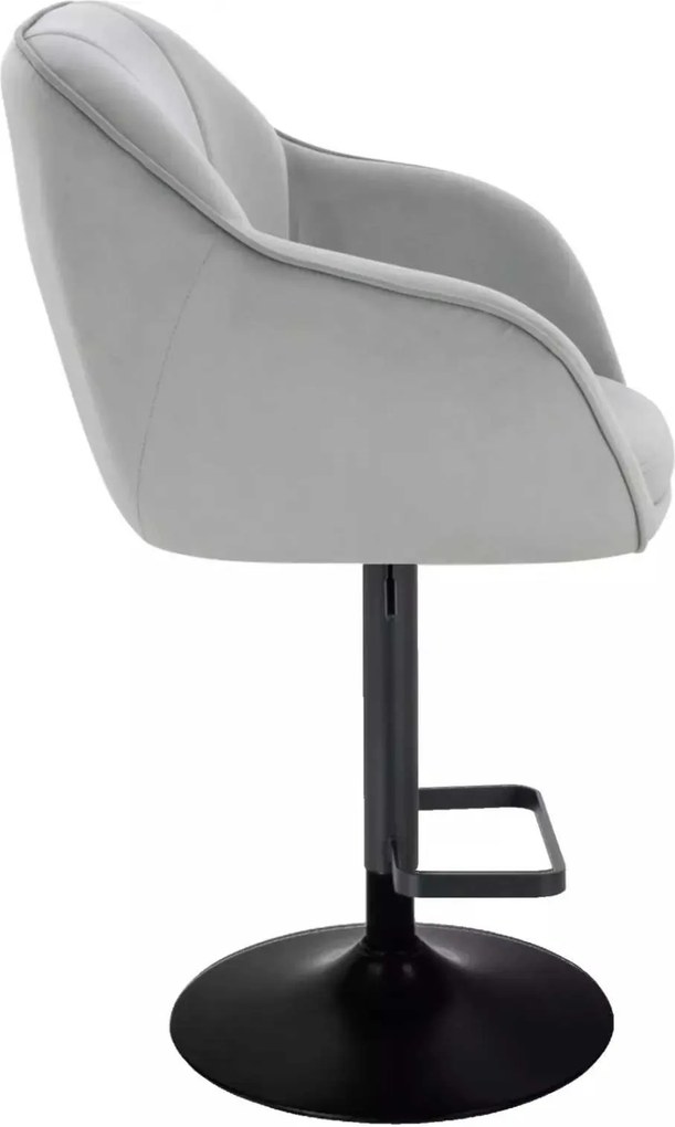 LuxuryForm DESIGN Barová stolička AVOLA VELUR na čiernom tanieri - svetlo šedá