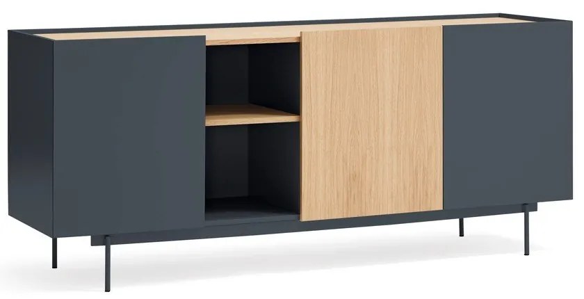 Nízka komoda v dekore duba v antracitovo-prírodnej farbe 180x78 cm Otto – Teulat