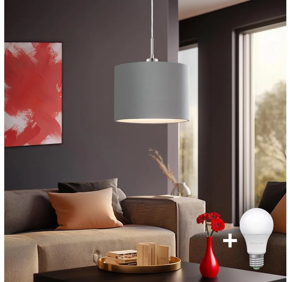 Eglo - LED Luster na lanku TUNJA 1xE27/60W/230V šedá