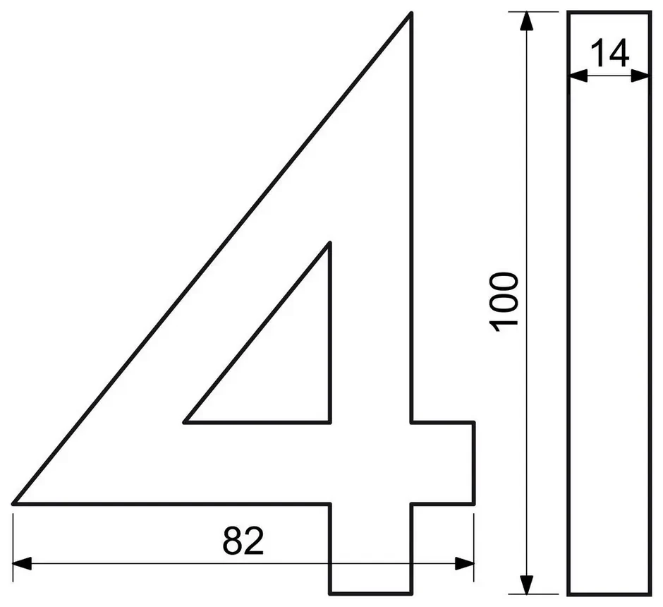 Domové číslo "4", RN.100LV, brúsené, čierna