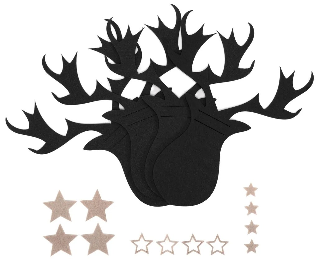 Vánoční obal na příbor Renifer 6 ks černý