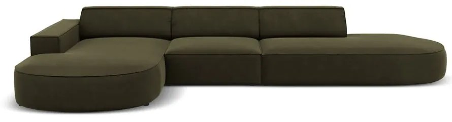 Zelená zamatová rohová pohovka (ľavý roh) Jodie - Micadoni Home