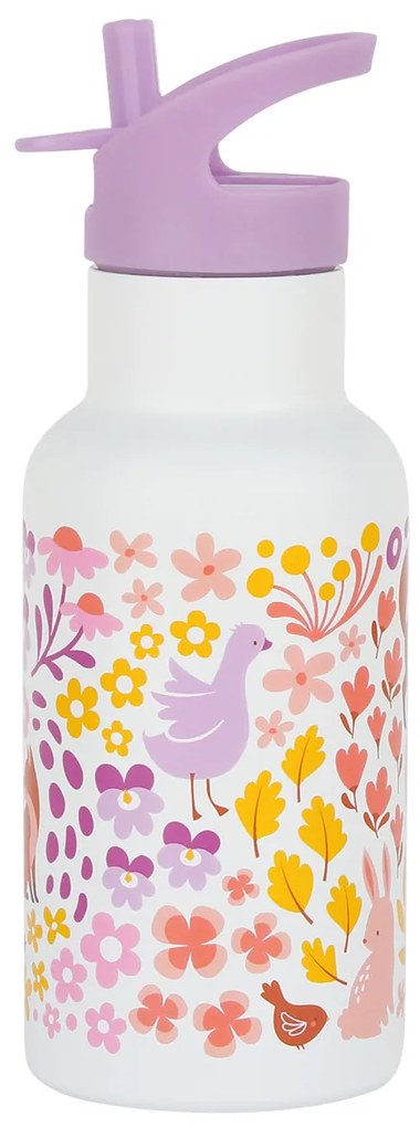 A Little Lovely Company - antikorová fľaša na pitie, 350 ml - kvetinová záhrada