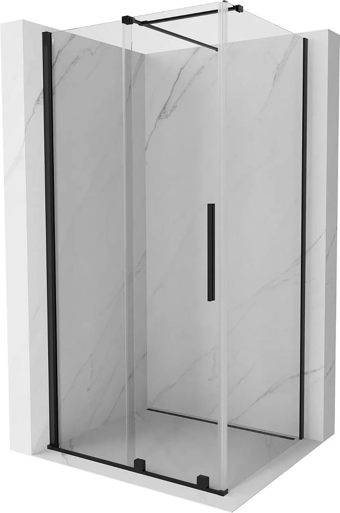 Mexen Velar, sprchový kút s posuvnými dverami 90(dvere) x 85(stena) cm, 8mm číre sklo, čierna matná, 871-090-085-01-70