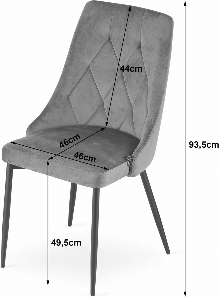 AKCIA Čierna zamatová jedálenská stolička IMOLA II. akosť