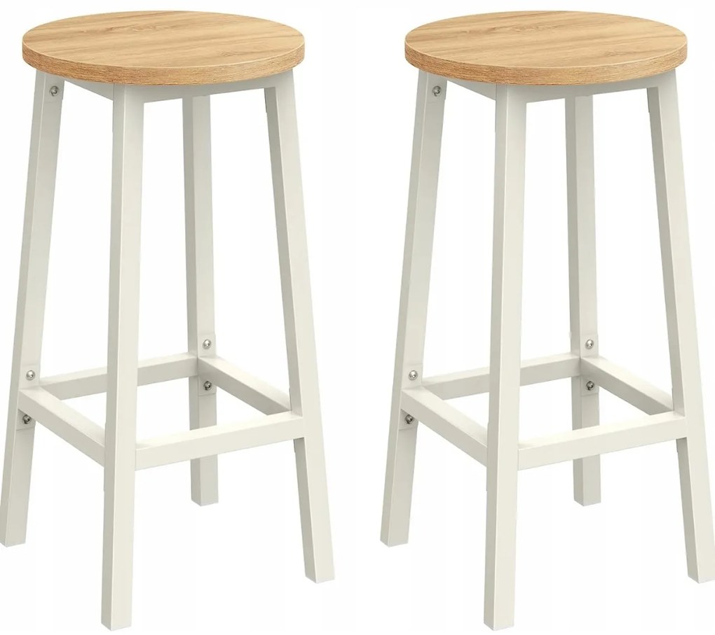 Súprava 2 ks barových stoličiek Vasagle Pure biela/svetlohnedá