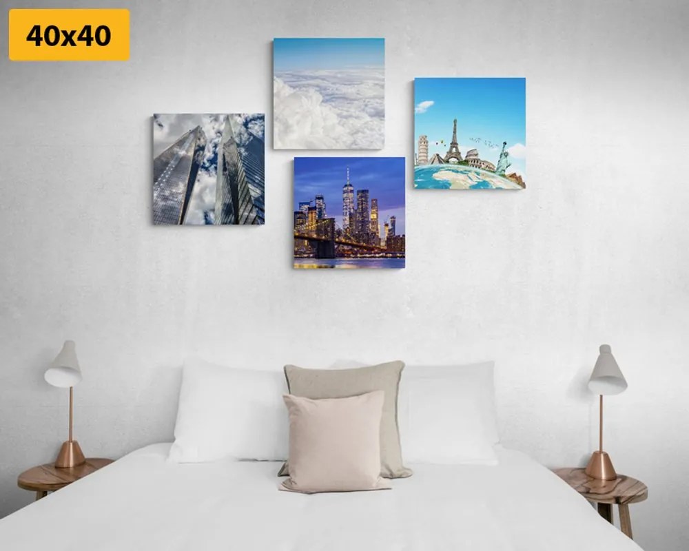 Set obrazov výhľad na mrakodrapy v  meste New York