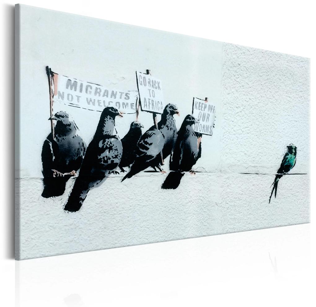 Artgeist Obraz - Protesting Birds by Banksy Veľkosť: 30x20, Verzia: Na talianskom plátne