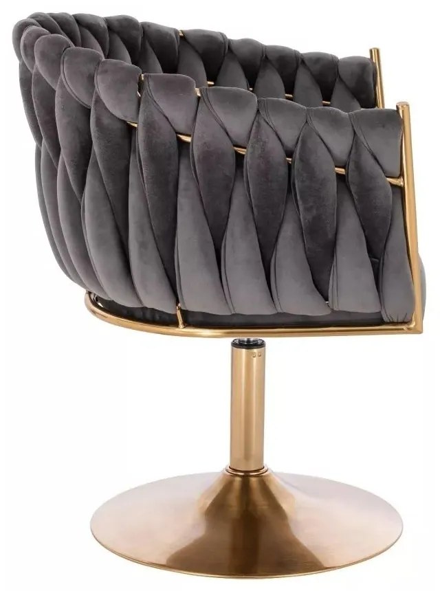 LuxuryForm DESIGN Kreslo NORDEN VELUR na zlatom tanieri - tmavo šedé