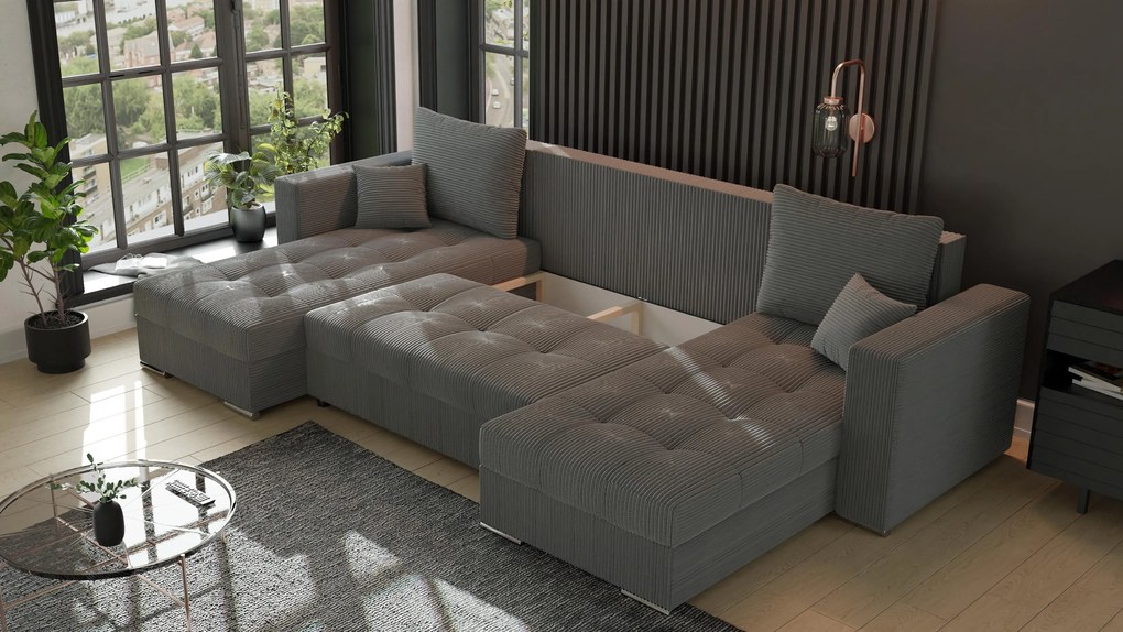 Rohová sedačka Josie U (sivá). Akcia -21%. Vlastná spoľahlivá doprava až k Vám domov. 1133171