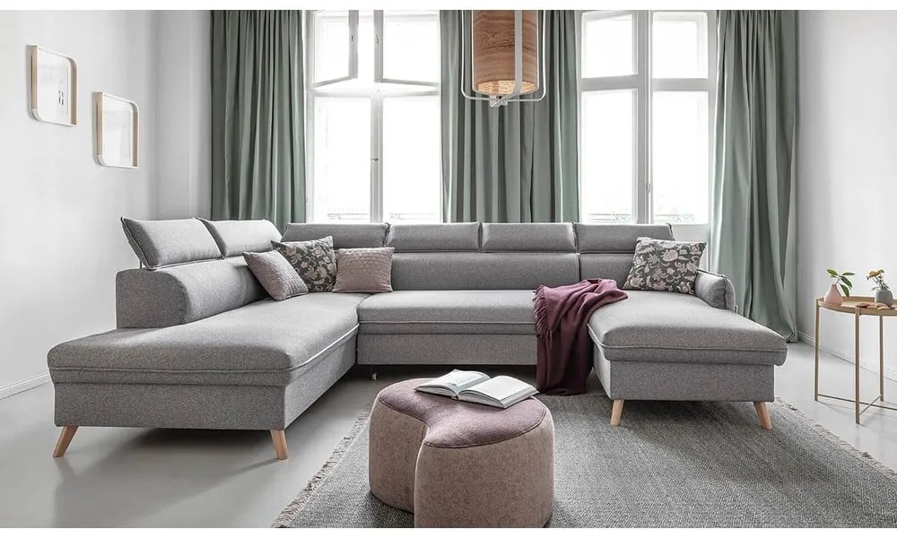 Svetlosivá rozkladacia rohová pohovka (ľavý roh) Sweet Harmony – Miuform