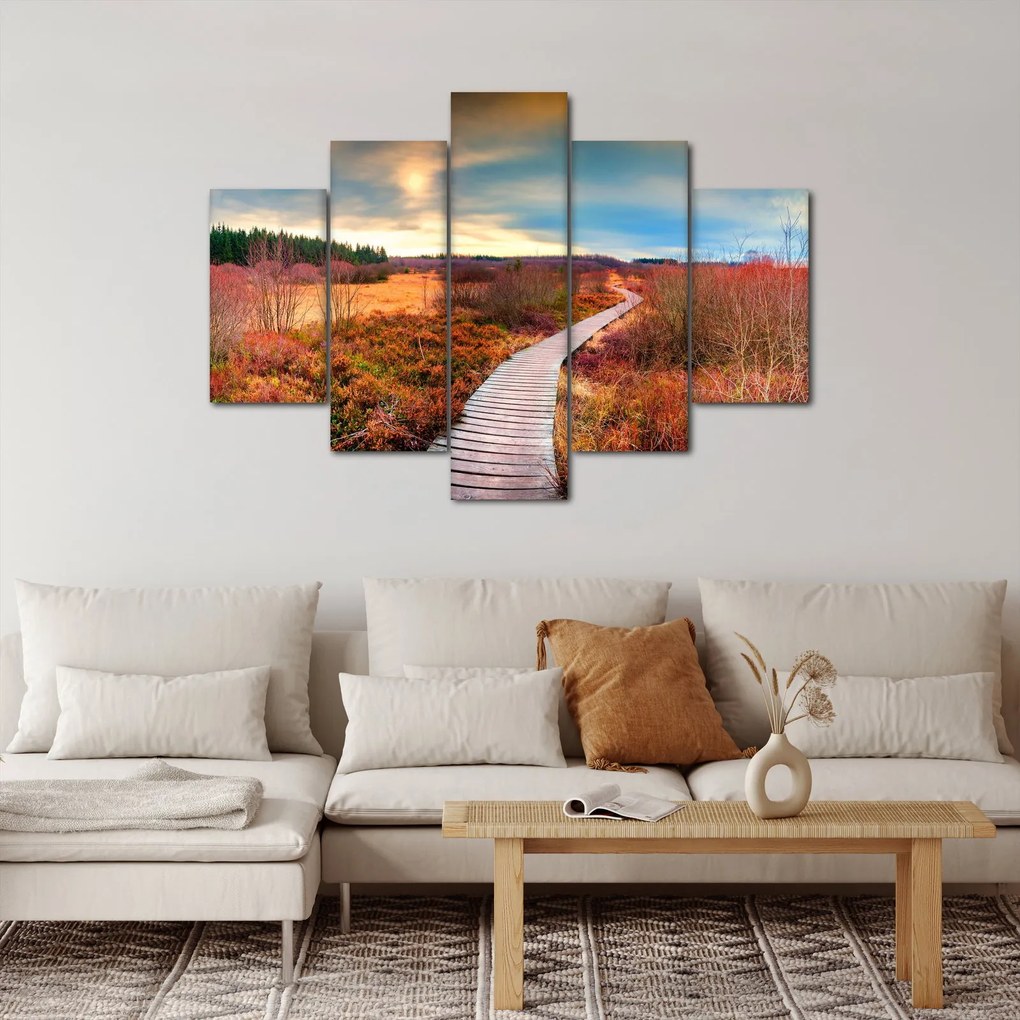 Obraz - Jesenná cesta krajinou (150x105 cm)