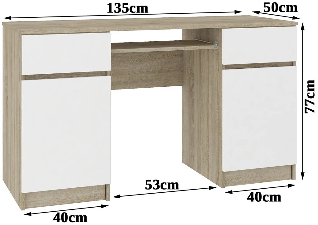 PC stolík Aranandose (dub sonoma + biela). Akcia -20%. Vlastná spoľahlivá doprava až k Vám domov. 1117051