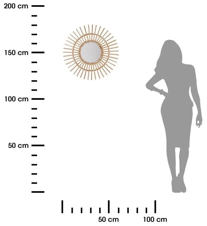 Prútené nastenné zrkadlo Sun 58 cm