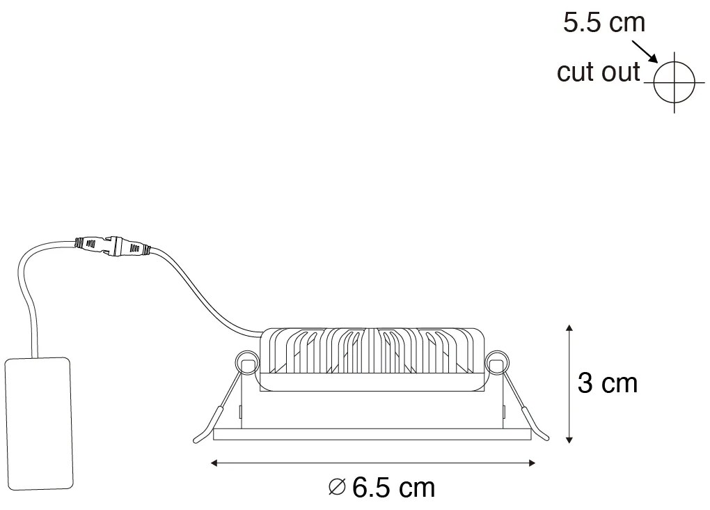 Sada 6 čiernych naklápacích zapustených bodových svietidiel 6,5 cm vrátane LED IP54 Ultra tenké - Pupil