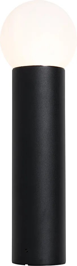 Čierna vonkajšia stojaca lampa s opálovým sklom 50 cm IP44 - Huma