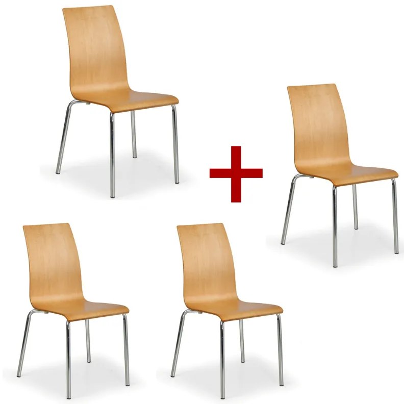 Jedálenská stolička BELLA 3+1 ZADARMO, prírodná