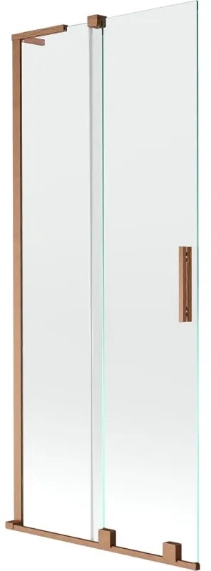 Mexen Velar L, 2-krídlová posuvná vaňová zástena 80 x 150 cm, 8mm číre sklo, medená matná, 896-080-003-01-65