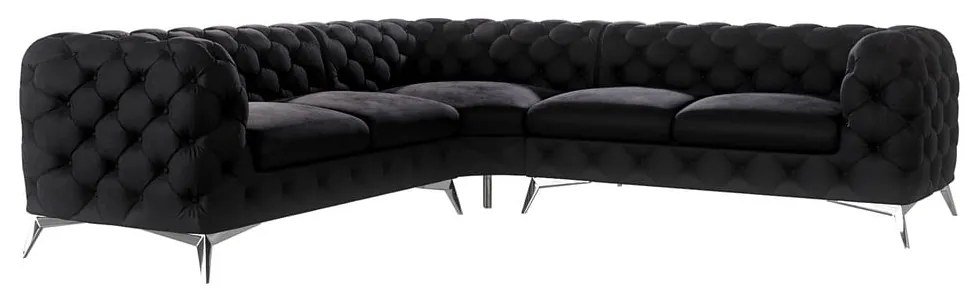 Čierna zamatová rohová pohovka Chelsea – Ropez