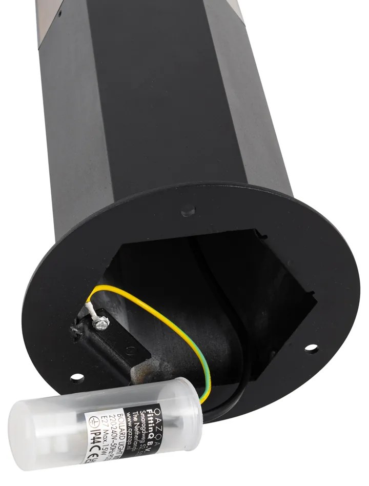 Vonkajšia stojaca lampa čierna s dymovým tienidlom šesťuholníkovým 30 cm - Denmark