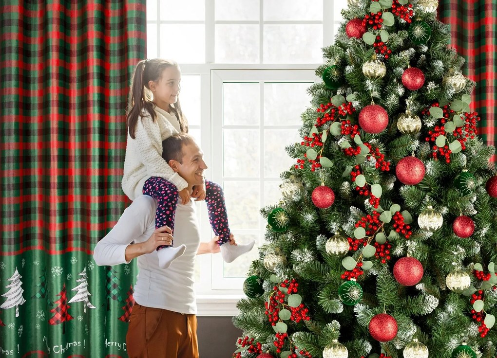 VIANOČNÝ ZATEMŇOVACÍ ZÁVES NA KRÚŽKOCH FELIKS 140X250 CM VZOROVANÁ