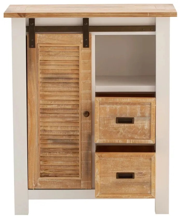 furniture-nabytek.cz - Masivní komoda Capera z borovicového dřeva a MDF, lakovaná, bílá s hnědými detaily