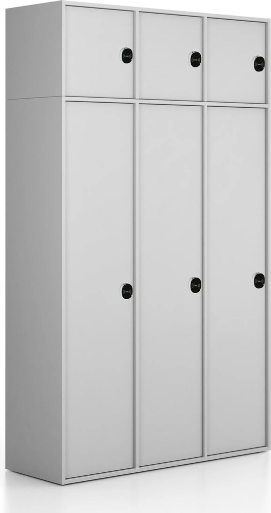 Nadstavba pre skrine FRAME, 3x dvere, 1299 x 450 x 427 mm, RFID zámok, sivá