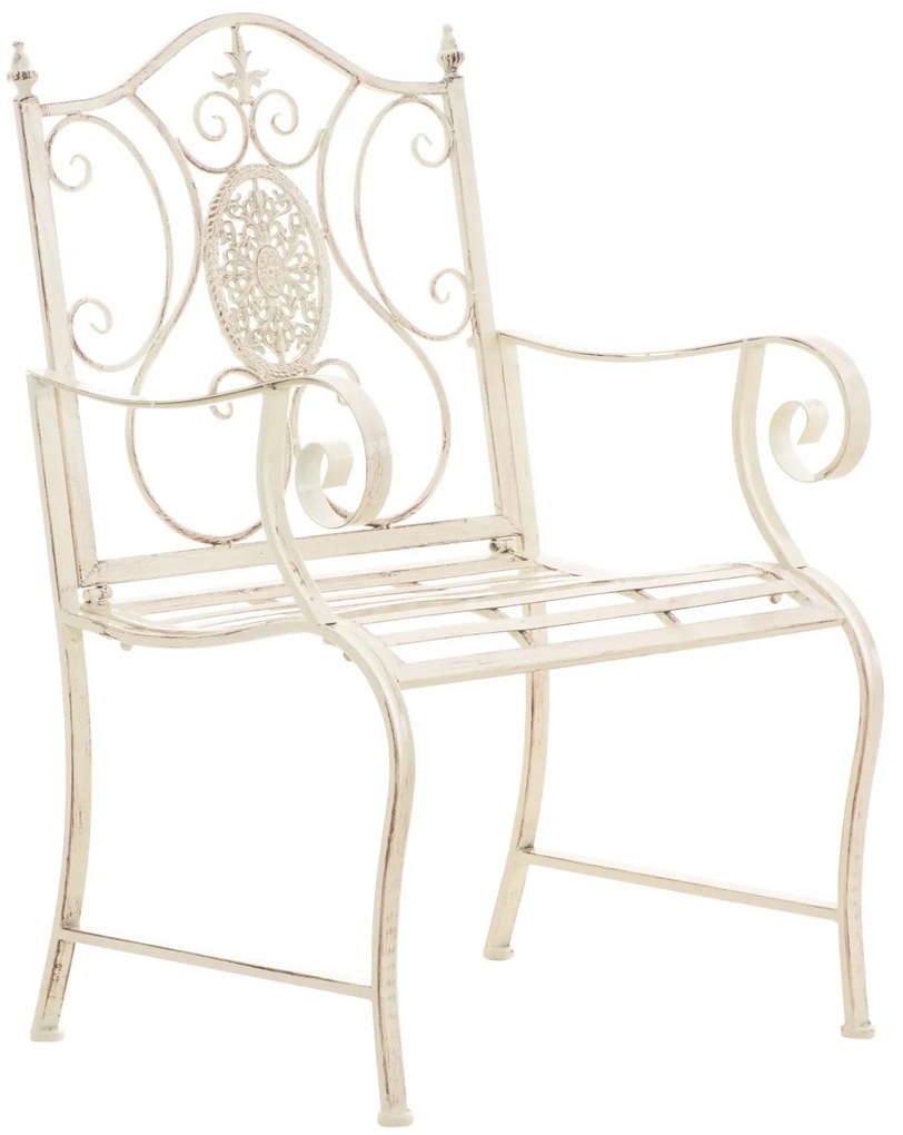 Kovová stolička Punjab s područkami - Krémová antik