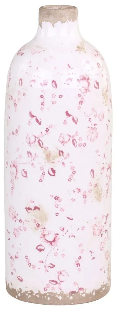 Keramická dekoračná váza s ružovými kvetmi Floral Cannes - Ø 11*31cm