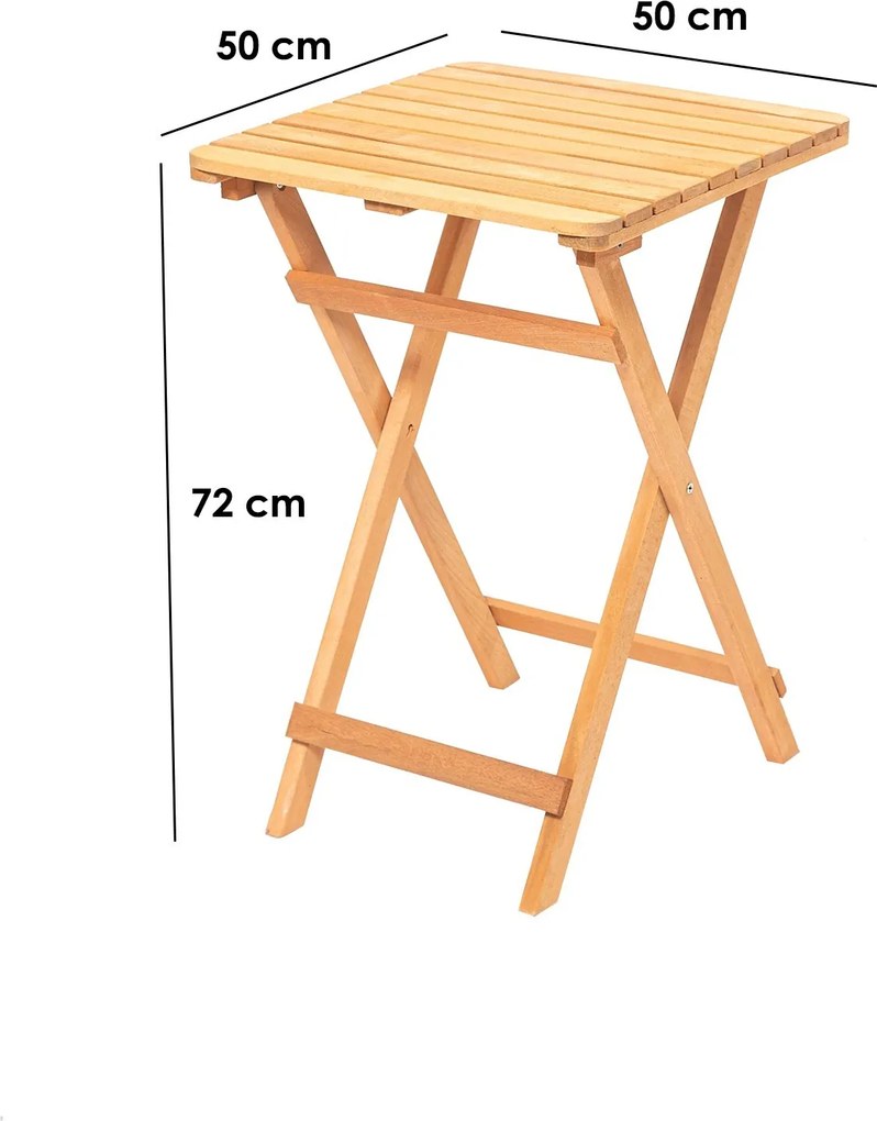 Skládací zahradní odkládací stolek Lipo 50 cm z masivu hnědý