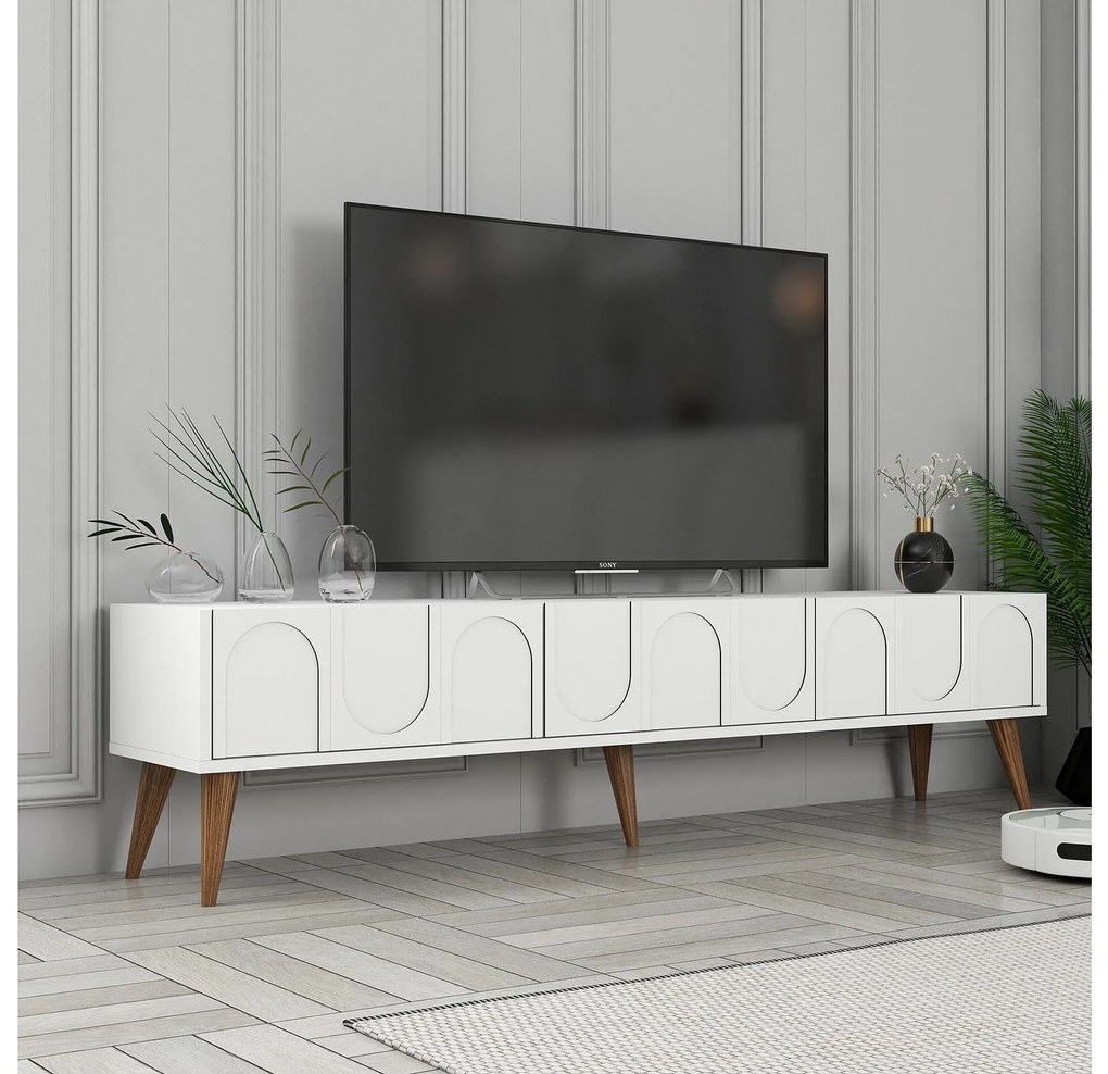 TV stolík/skrinka Bipemu 3 (biela + orech). Akcia -20%. Vlastná spoľahlivá doprava až k Vám domov. 1095685