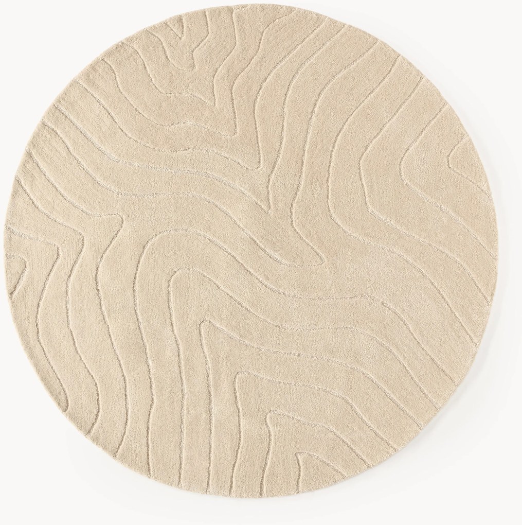 Okrúhly ručne tuftovaný vlnený koberec Aaron