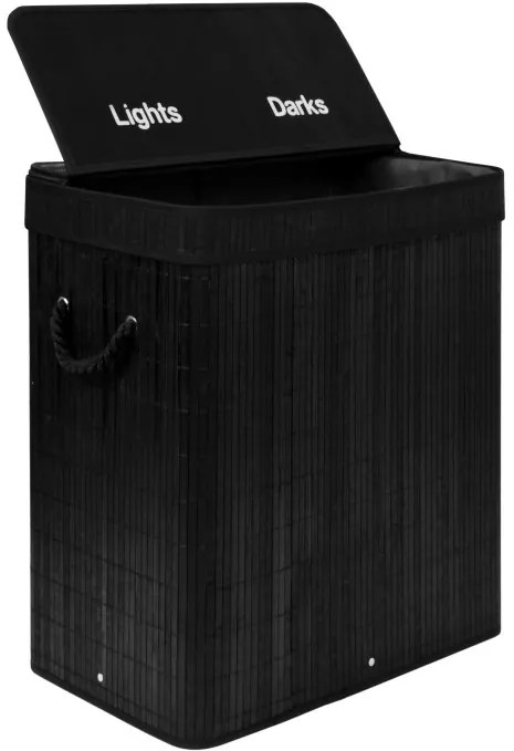 Kôš na bielizeň 100 l bambusový čierny