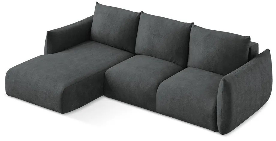 Tmavosivá ženilková rozkladacia rohová pohovka (ľavý roh/s leňoškou) Leila – Makamii