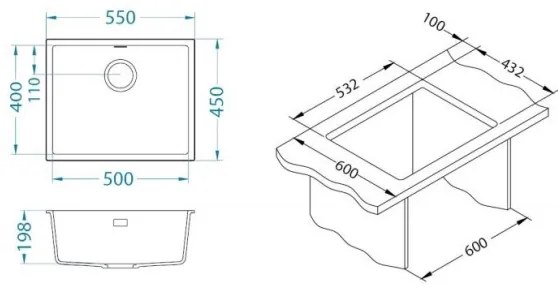 ALVEUS 1150054 - Kuchynský drez OMNI 55x45 cm granit/béžová