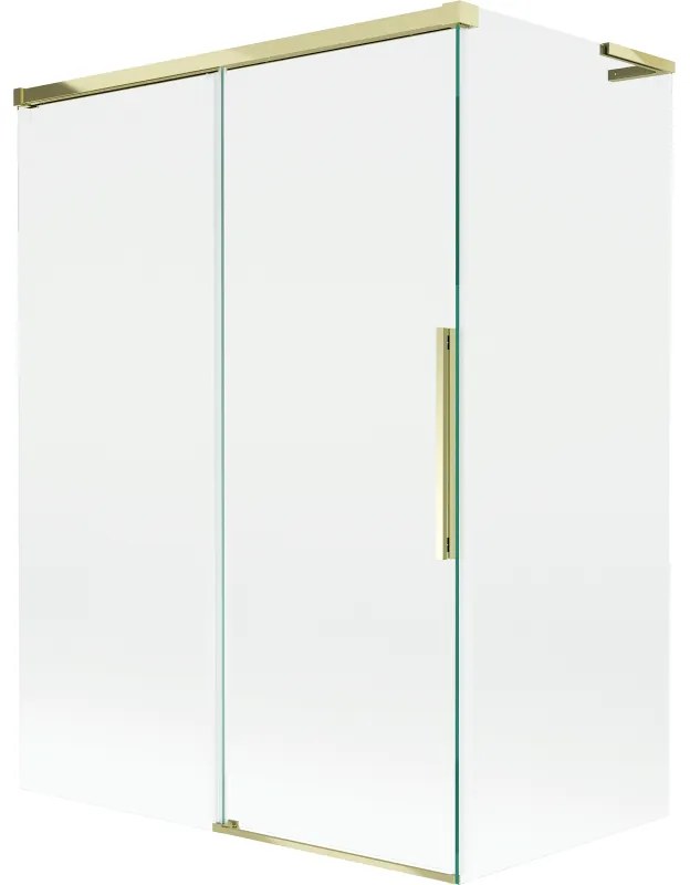 Mexen Rox, L posuvná 2-krídlová vaňová zástena 120 + 70 x 150 cm, 8mm číre sklo, zlatý lesklý profil, 8C9L-120-070-50-00