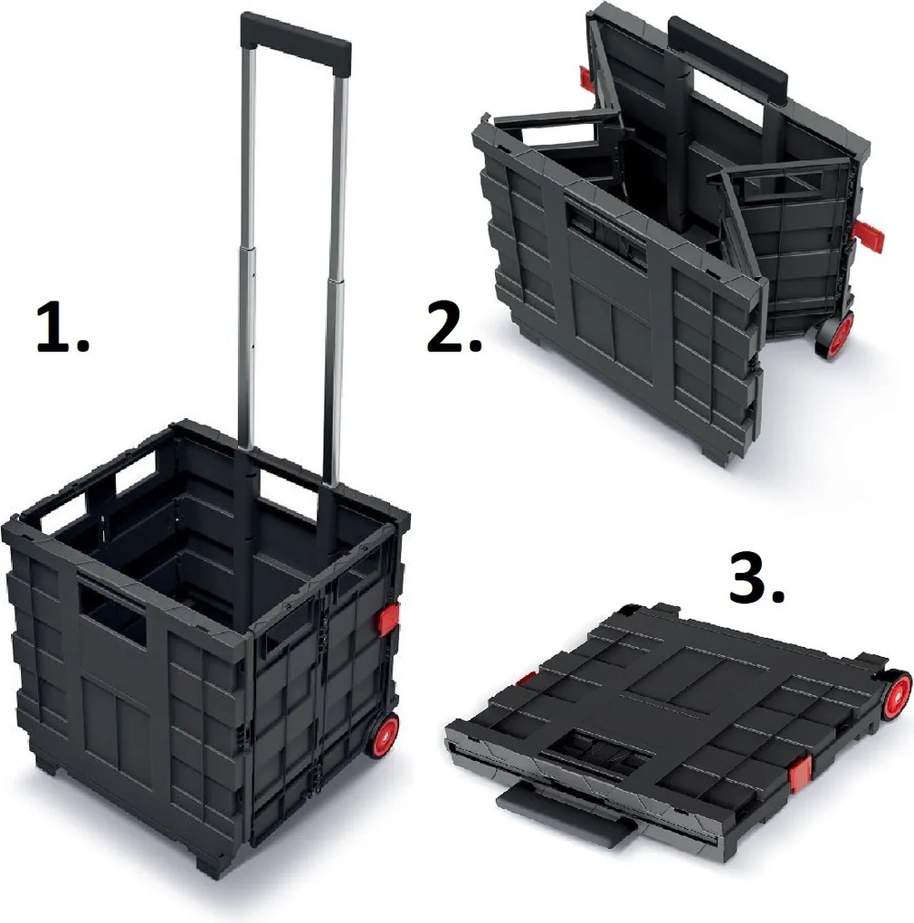 Kistenberg Skladací prepravný box s držadlom CART T červený 39,6 × 37 × 100,8 cm