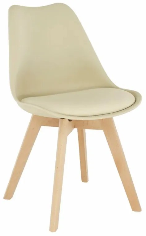 Plastová stolička cappucino vanilková/buk