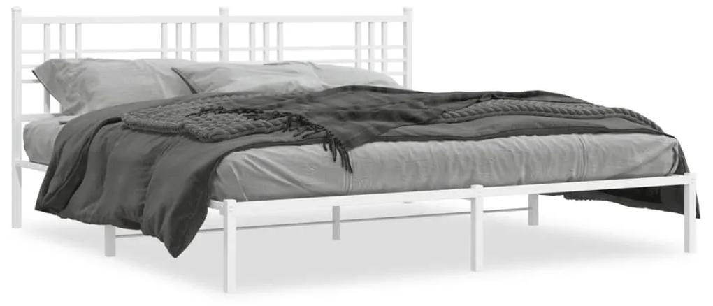Kovový rám postele s čelom biely 183x213 cm 376378