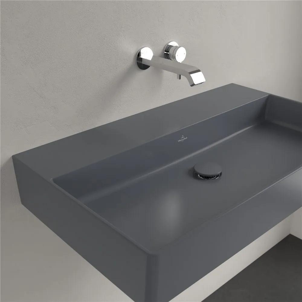 VILLEROY &amp; BOCH Memento 2.0 závesné umývadlo bez otvoru, bez prepadu, 800 x 470 mm, Graphite, s povrchom CeramicPlus, 4A2283I4