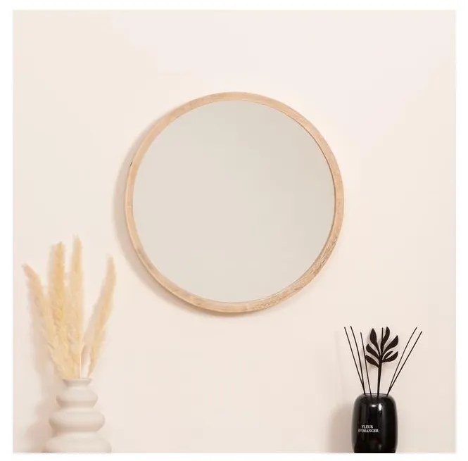 Atmosphera - Nástenné zrkadlo OLAV pr. 52 cm paulovnia